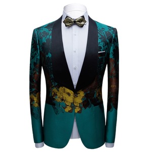 Ensemble <span class=keywords><strong>de</strong></span> <span class=keywords><strong>costume</strong></span> homme slim 2 pièces, motif grand col vert fruité, tendance - Product Image 2