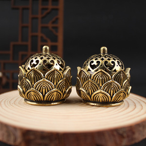 Vintage Style Brass Lotus Incense Burner Hand Made For Religious Use Sandalwood Aromatherapy <b>Diffuser</b> Home Office Decor - Product Image 1