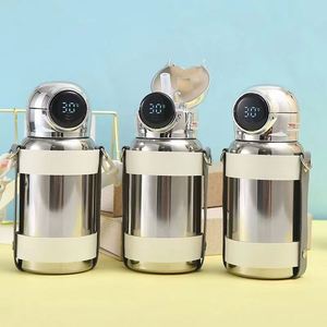 Creative Smart LED 316 Stainless Steel Portable Water <b>Bottle</b> Silver Outdoor Vacuum <b>Flask</b> Kids Kettle with Square Roll Design - Product Image 6