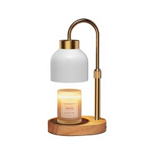 Lampe chauffe-bougie en bois naturel avec minuterie et variateur d'intensité réglable, lampe de table électrique moderne pour femmes, mamans, anniversaires, ou pour un cadeau de pendaison de crémaillère