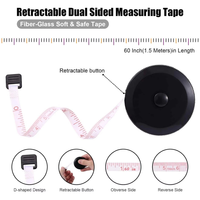 Mètre Ruban de Couture Rétractable Double Face en Plastique Souple de 1,5 Mètre (60 Pouces) avec Bouton Poussoir pour Tailleur
