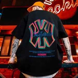 Custom Street Wear Hiphop Oversized Korte Mouw Ronde Hals Effen Heren 100% Katoenen Bedrukt Logo T-Shirts