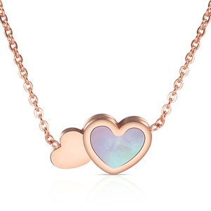 Collier en acier inoxydable en forme de cœur avec incrustation de coquillage, couleur or rose, or jaune, argent, pour un usage quotidien, cadeau - Product Image 4