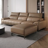Monovel Sofa 277 Luxus Echtleder L-Form Ecksofa-Set Hohe Rückenlehne Modulares Design Minimalistischer Stil Mehrfarbiges Bett
