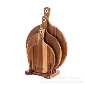 Solid Wood Pizza <b>Pan</b> Round With <b>Stand</b> Steak Plate Acacia Wood Cutting Board Fruit Tray Party Use - Product Image 5