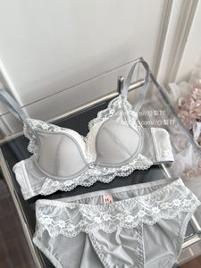 Set di Lingerie in Pizzo Francese, <span class=keywords><strong>Reggiseno</strong></span> Push-up in Raso per Seno Piccolo, Intimo Sexy da Donna OEM all'Ingrosso - Product Image 4