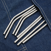 Ensemble de pailles réutilisables en acier inoxydable 18/8, droites et courbées, 8,5 pouces, pailles métalliques pour boisson