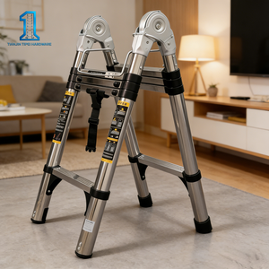 Échelle télescopique moderne en acier inoxydable de 1,7 mètre, antidérapante et pliable, pour usage domestique et professionnel, aide à l'escalade - Product Image 5