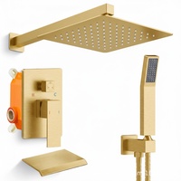 Mitigeur de douche WC encastré de style américain, avec pulvérisation supérieure et douchette à main, à double robinet, en alliage, avec cartouche céramique électroplaquée
