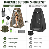 Tente de douche améliorée avec kit de douche électrique, affichage numérique de la température, cabine de change privée, protection UV, étanche, pour camping en extérieur