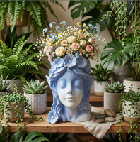 Artisanat créatif en résine écologique peint à la main, ornements de pot de fleurs féeriques, fille méditant, balcon, cour, jardin, Noël