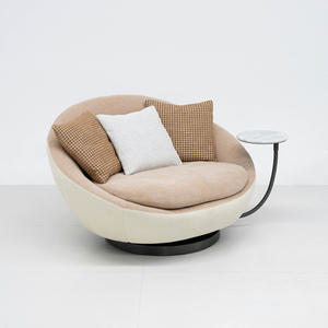 Fauteuil simple moderne avec table, fauteuil de salon, chaise longue rotative ronde pour balcon, fauteuil d'appoint pour villa et chambre à coucher - Product Image 1