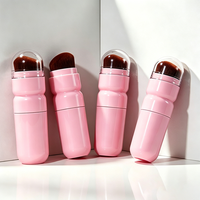 Tube de gloss à lèvres vide rose rond de 7 ml en ABS avec grand pinceau, service d'étiquetage inclus
