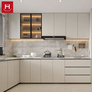 Hạnh Phúc nhà trắng hiện đại tủ bếp thiết kế nhà cung cấp bán buôn Modular PVC MDF đồ nội thất gỗ tủ bếp đặt - Product Image 1
