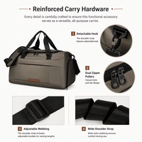 Sac de sport pour homme en cuir PU grande capacité, 3 modes de transport, avec compartiment séparé pour chaussures (sec/humide), idéal pour le sport, les week-ends et les voyages