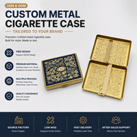 Boîte à cigarettes en métal bleu roi ornée de motifs floraux, étui à cigarettes personnalisé avec logo de marque, porte-cigarettes de poche pour les affaires