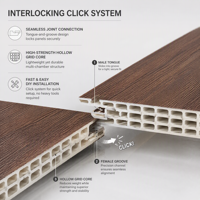 Panneau mural en composite bois-plastique WPC PVC JOCY, revêtement de plafond cannelé, grain de bois, panneau de décoration intérieure pour maison et hôtel