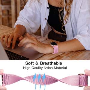 Correa de reloj elástica de nailon, para <span class=keywords><strong>Apple</strong></span> <span class=keywords><strong>Watch</strong></span> Series 1-10, <span class=keywords><strong>SE</strong></span>, Ultra 38/40/41/42/<span class=keywords><strong>44</strong></span>/45/46/49mm, correa de repuesto ajustable - Product Image 5