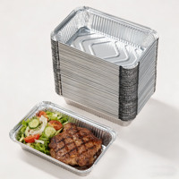 Barquettes alimentaires rectangulaires jetables multifonctionnelles de 800 ml (28 oz) en aluminium pour plats à emporter et buffet vapeur