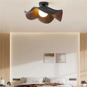 Потолочный светильник в стиле Mid-Century Modern с текстурой дерева, большой белый цветочный дизайн, полувстраиваемый, для спальни и гостиной - Product Image 1