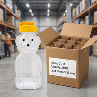 Bouteille en plastique PET en forme d'ours, bouteille de jus en plastique de dessin animé, conteneur vide avec bouchon à clapet pour miel, ketchup, sauce salade