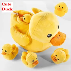 Großhandel Ente Mumie mit Reiß verschluss und fünf Enten küken Big und Mini Cute Plüsch Yellow Ducks Toy Pillow