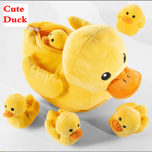 Venta al por mayor personalizable amarillo pato momia <span class=keywords><strong>cinco</strong></span> <span class=keywords><strong>patitos</strong></span> peluche almohada súper suave felpa forro de malla lindas bolsas cremallera modelo caliente - Product Image 2