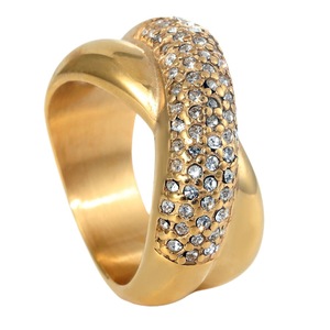 yunnique <b>Titanium</b> Steel <b>Ring</b> Gold Micro Pave White Stone Women's Fashion Jewelry Gift - Product Image 5