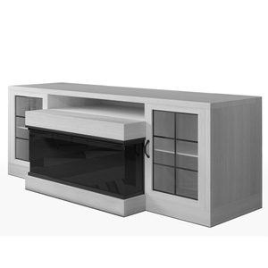 Soporte para TV con Chimenea Eléctrica de 60 Pulgadas, Chimenea Eléctrica de 3 Lados de 30 Pulgadas, Centro de Entretenimiento para Sala de Estar de Estilo Mid-Century, Puertas de Vidrio, Almacenamiento - Product Image 6