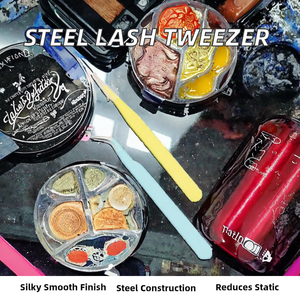 Pinzas de Precisión para Extensión de Pestañas, Antiestáticas, de Acero Inoxidable, con Punta Lisa, Herramientas de Reparación de Maquillaje, Kit de Belleza, 1 Pieza - Product Image 2