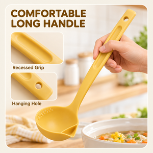 Cuillère écumoire 2-en-1 multifonctionnelle à long manche en plastique, séparateur d'huile et passoire pour cuisine, maison et cuisson au hot pot - Product Image 5