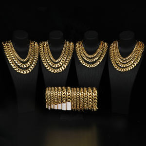 Gioielli all'ingrosso all'ingrosso 10 pz/set 10-22mm 10K 14K 18K 24K oro pesante Choker Cubana solido Miami collana a maglia Cubana per gli uomini - Product Image 4