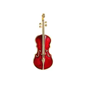 Insigne en émail doux dur personnalisé d'usine de haute qualité instrument de musique or métal violon bande indice broche collier pour cadeau souvenir