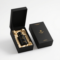 Boîtes à parfum personnalisées en carton noir avec estampage à chaud doré et doublure en velours doré, emballage cosmétique de luxe pour marques haut de gamme
