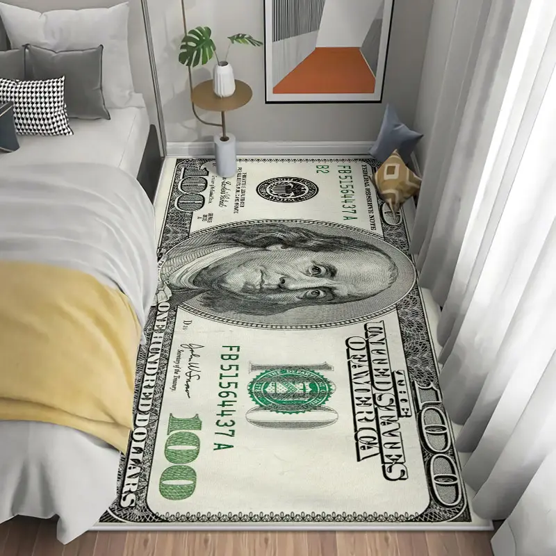 Dinero dólar Benjamin Franklin Alfombrilla creativa de dólar, moneda, porche personalizado, ventana, alfombra absorbente resistente al desgaste