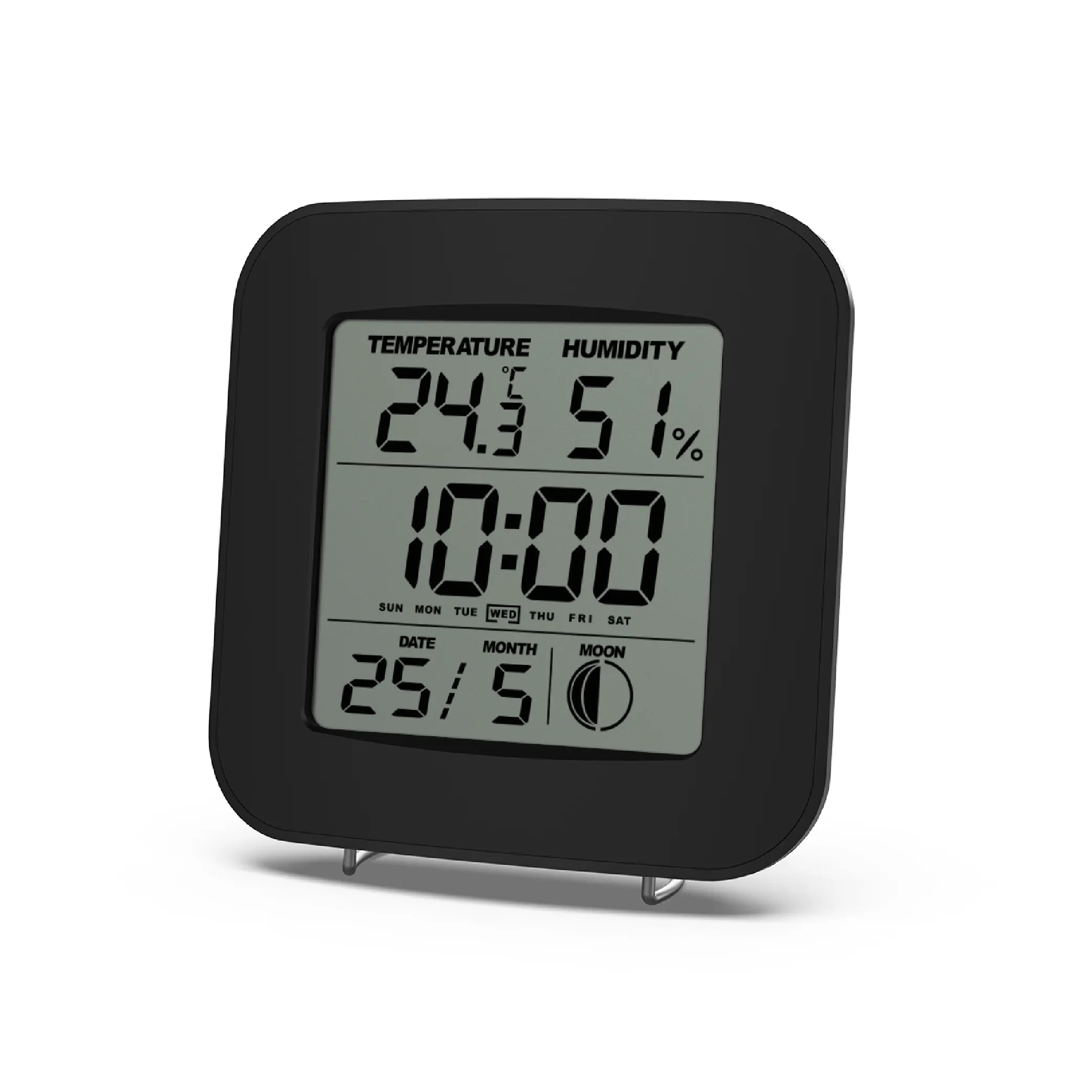 EWETIME Simple Radio Controlled Digital Alarm Clock With Weather Forecast Temperature And Humidity