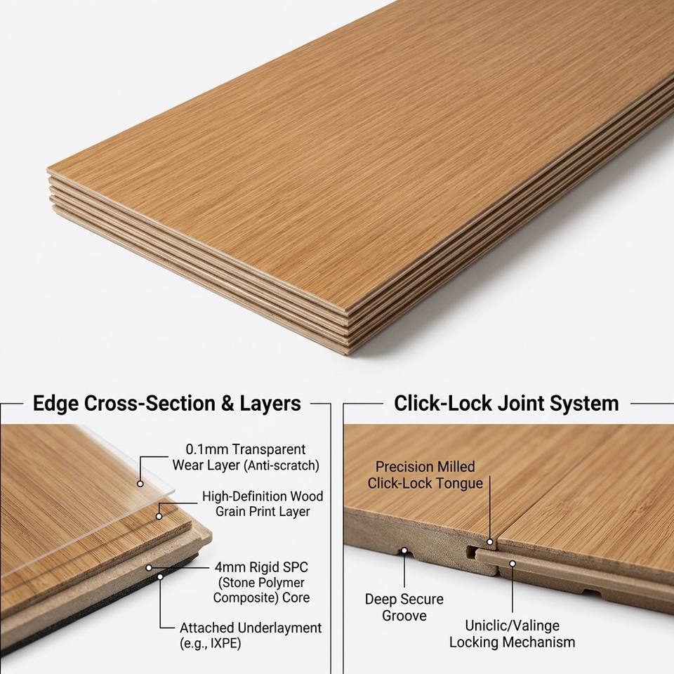 Modern Brown SPC Wall Panels Residential Flooring Boards for Bathroom ...