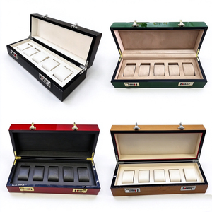 Caja de Almacenamiento para 5 Relojes de Lujo, Color Marrón, Personalizada, Directo de Fábrica, con Interior de Cuero Blanco, Elegante Empaque de Regalo para Relojes de Marca - Product Image 1