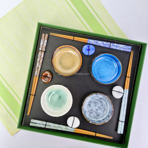 Advanced Porcelain Four-Piece Chopsticks Set Imprinted Four-Color Dipping Dish Chinese Style Multi-Color Business Gift Series