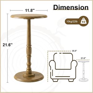 Table d'appoint ronde compacte en bois multifonctionnelle, facile à assembler, petite table d'appoint pour salon, chambre, coins de canapé - Product Image 6