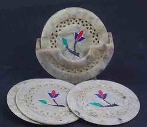 Ensemble de dessous-de-verre en pierre de savon sculptée moderne, best-seller, fait à la main, magnifique support en pierre pour la salle à manger, pour une utilisation sur la table de cuisine - Product Image 3