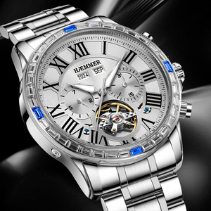 Montre mécanique automatique multifonctionnelle en acier inoxydable pour homme, calendrier perpétuel, 3 ATM, modèle spécial <span class=keywords><strong>Haimer</strong></span> pour le commerce extérieur - Product Image 1