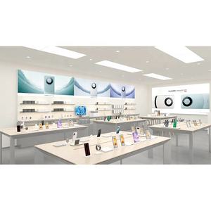 Comptoirs de présentation pour téléphones portables en bois écologique, finition vernie, taille et couleur personnalisables pour les magasins - Product Image 1