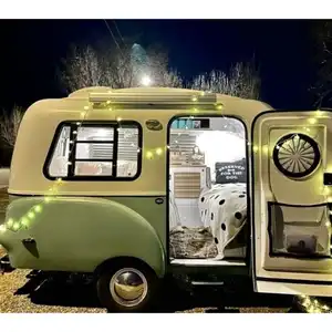 Lámina galvanizada ligera Mini Camper RV-Remolque de viaje para caravana para aventuras de corta distancia