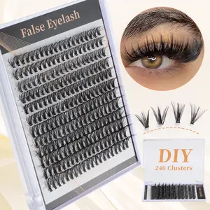 New DIY Eyelash Extension Kit Handmade 20D 30D 40D Individual Cluster Silk Fluffy Fans Knot Free Lashes Densely Lined Mink