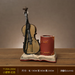 Vente en gros de stylo conteneur en résine vintage personnalisé porte-crayon de bureau au design unique Statuette modèle de saxophone <span class=keywords><strong>violon</strong></span> Style mignon - Product Image 6