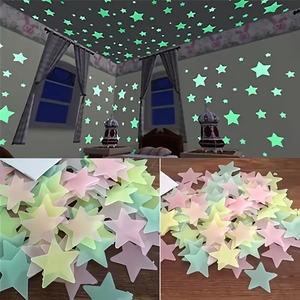 Adesivi a stella a luce scura da 100 pezzi, perfetti per decorazioni da camera da letto, soggiorno e soffitto, senza bisogno di energia - Product Image 1