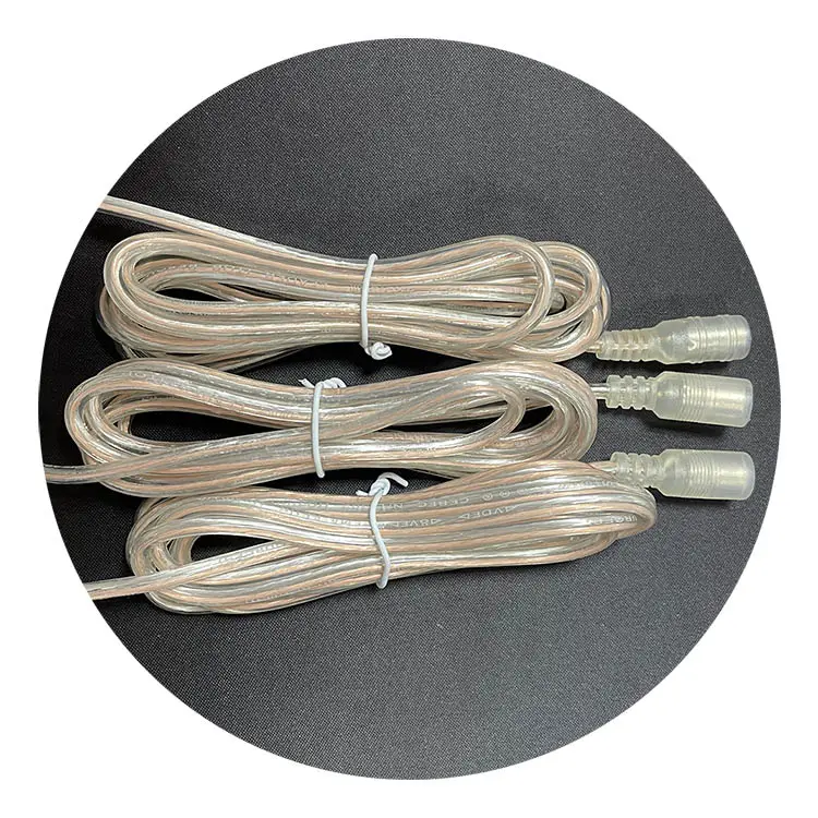 1.5M Length LED light transparent clear 5.5*2.1 0.5 20AWG female DC power plug connector