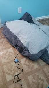 Woqi Foldable Lightweight <b>Air</b> Mattress Removable Cover Auto Shut-Off Inflation PVC Surface for Outdoor Camping Guest Bedroom Use - Product Image 4