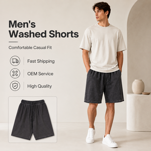 Pantalones Cortos de 260 Gramos, 100% Algodón, Lavado Ácido, Resistentes, al por Mayor, Diseño Personalizado OEM ODM, Estampado, Talla Grande, Pierna Ancha - Product Image 1
